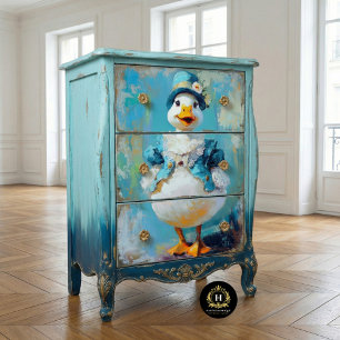 Whimsical Goose in Blue Bonnet Decoupage Tissue Paper