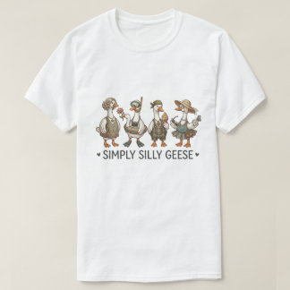 Whimsical Goose Summer Party Vintage Illustration T-Shirt