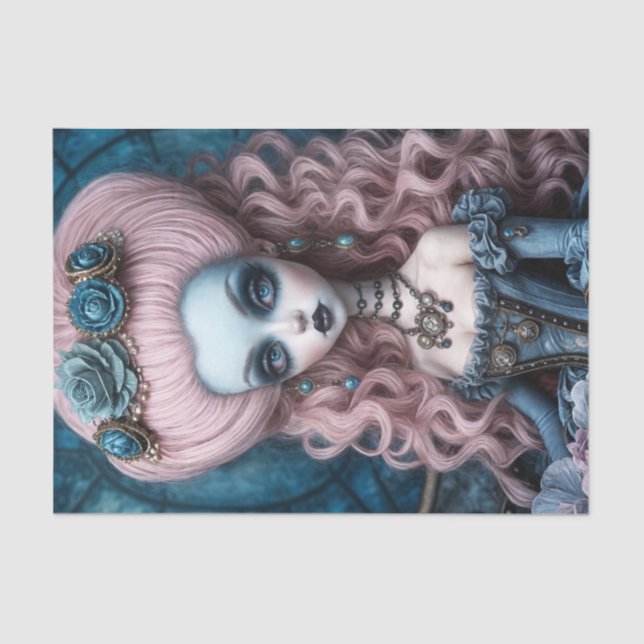 Whimsical Goth Creepy Marie Antionette Decoupage Tissue Paper (Front)
