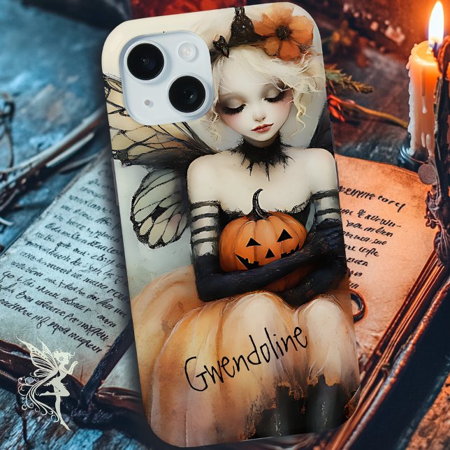 Whimsical Goth Fairy & Pumpkin Custom Halloween  Case-Mate iPhone Case (Creator Uploaded)