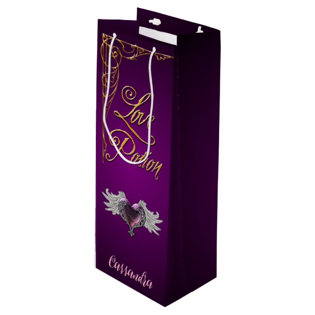Whimsical Goth Love Potion  Wine Gift Bag (Front Angled)