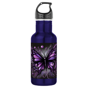 Whimsical Gothic Butterfly Purple Black Colourful 532 Ml Water Bottle