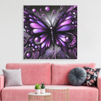 Whimsical Gothic Butterfly Purple Black Colourful