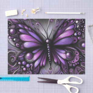 Whimsical Gothic Butterfly Purple Decoupage Tissue Paper