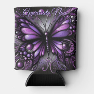 Whimsical Gothic Butterfly Purple Personalised Can Cooler