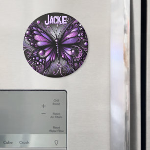 Whimsical Gothic Butterfly Purple Personalised Magnet