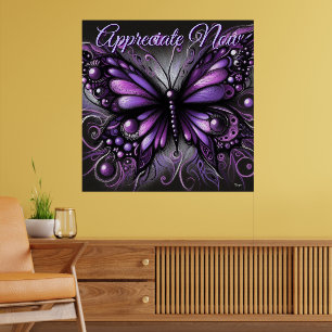 Whimsical Gothic Butterfly Purple Personalised Poster