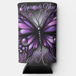 Whimsical Gothic Butterfly Purple Personalised Seltzer Can Cooler