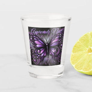 Whimsical Gothic Butterfly Purple Personalised Shot Glass