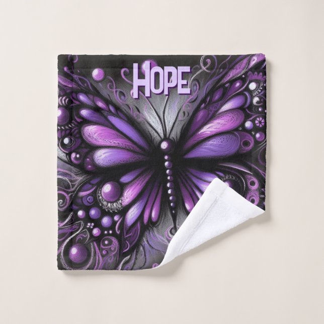 Whimsical Gothic Butterfly Purple Personalised Wash Cloth (Wash Cloth)