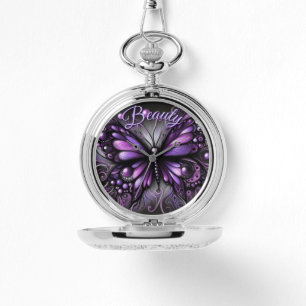 Whimsical Gothic Butterfly Purple Personalised Watch
