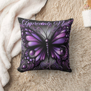 Whimsical Gothic Butterfly Purple Personalized Cushion