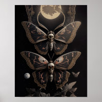 Whimsical Gothic Deathhead Moth Moon