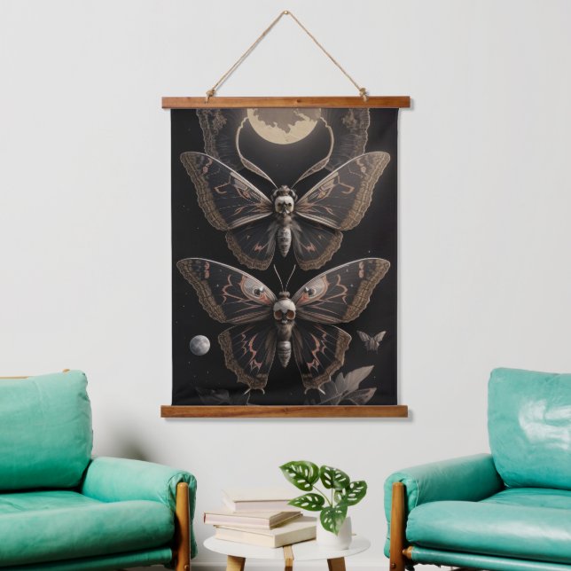Whimsical Gothic Death's Head Moth Hanging Tapestry (Living Room)