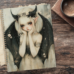 Whimsical Gothic Fantasy Fairy with Floral Crown Planner