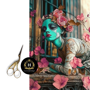 Whimsical Gothic Floral Statue Roses Decoupage Tissue Paper