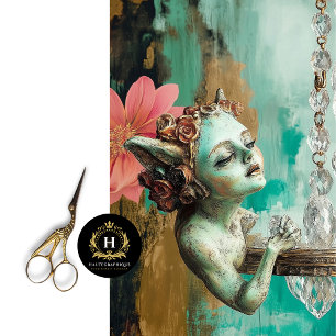 Whimsical Gothic Gargoyle Fairy Decoupage  Tissue Paper