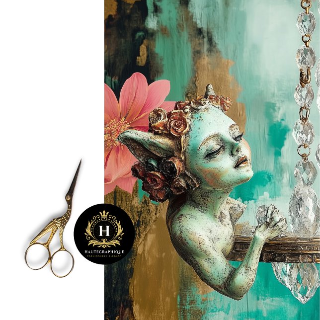 Whimsical Gothic Gargoyle Fairy Decoupage  Tissue Paper (Creator Uploaded)