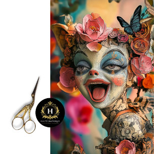 Whimsical Gothic Gargoyle Floral Crown Butterflies Tissue Paper