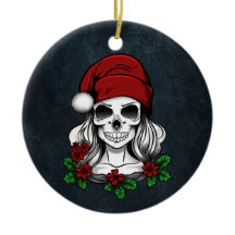 Whimsical Gothic Santa Skull Christmas