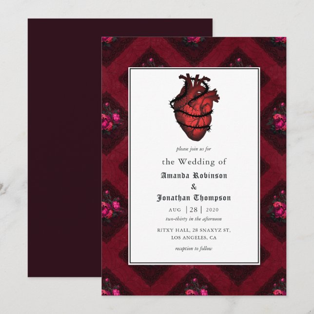 Whimsical Gothic Wedding Invitation (Front/Back)