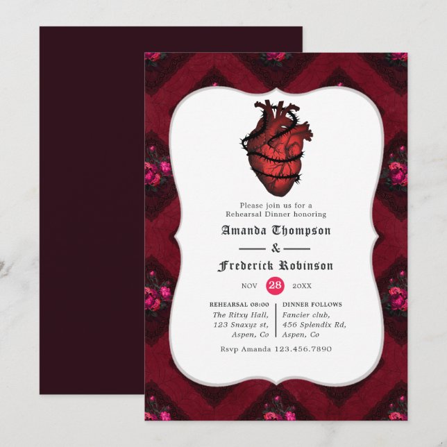 Whimsical Gothic Wedding Rehearsal Dinner Invitation (Front/Back)