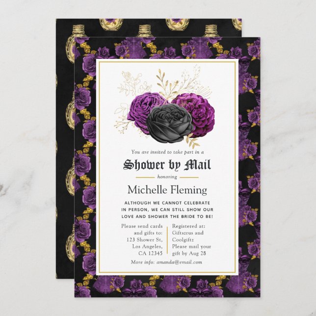 Whimsical Gothic Witch Bridal Shower by Mail Invitation (Front/Back)