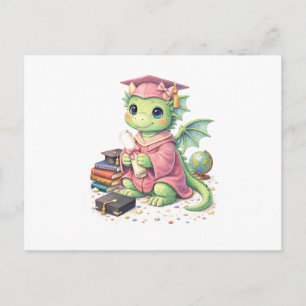 Whimsical Graduate Dragon with Diploma Postcard