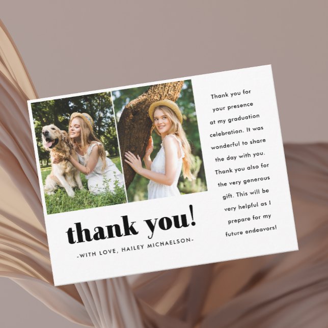 Whimsical Graduation Two Photo Thank You Postcard (Creator Uploaded)