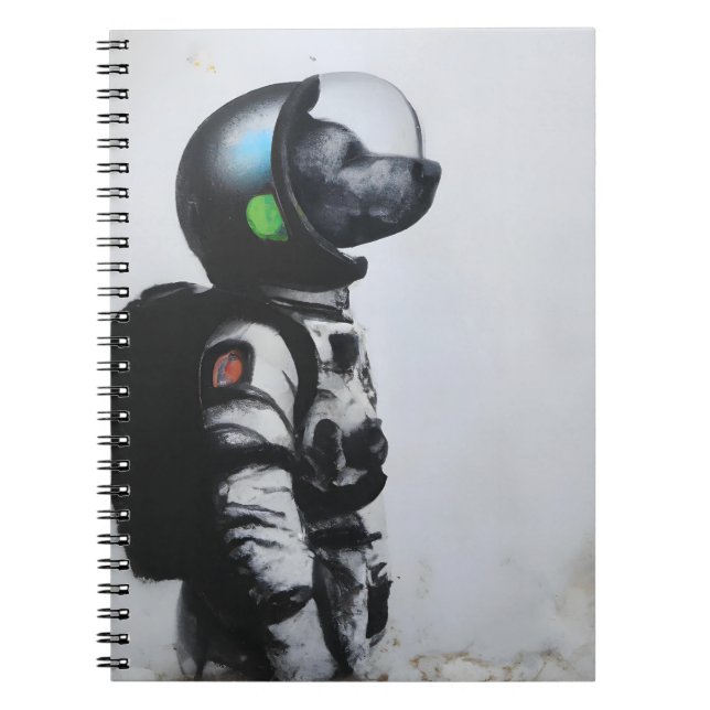 Whimsical Graffiti Dog Astronaut Street Art Notebook (Front)