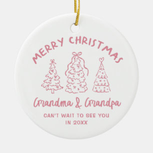 Whimsical Grandparents Pregnancy Announcement Ceramic Tree Decoration