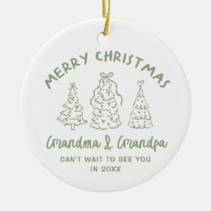 Whimsical Grandparents Pregnancy Announcement Ceramic Tree Decoration