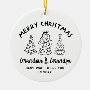 Whimsical Grandparents Pregnancy Announcement Ceramic Tree Decoration