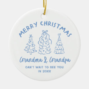 Whimsical Grandparents Pregnancy Announcement Ceramic Tree Decoration