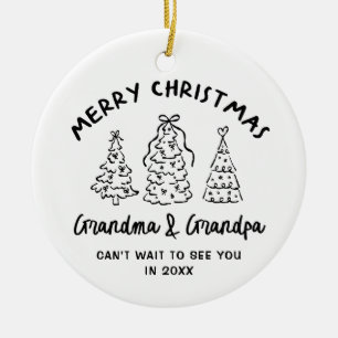Whimsical Grandparents Pregnancy Announcement Ceramic Tree Decoration
