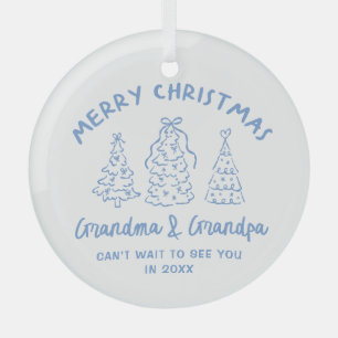 Whimsical Grandparents Pregnancy Announcement Glass Tree Decoration