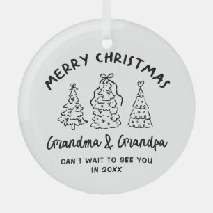 Whimsical Grandparents Pregnancy Announcement Glass Tree Decoration