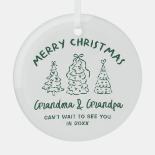 Whimsical Grandparents Pregnancy Announcement Glass Tree Decoration