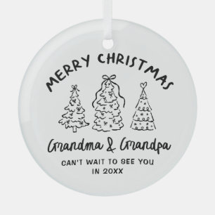 Whimsical Grandparents Pregnancy Announcement Glass Tree Decoration