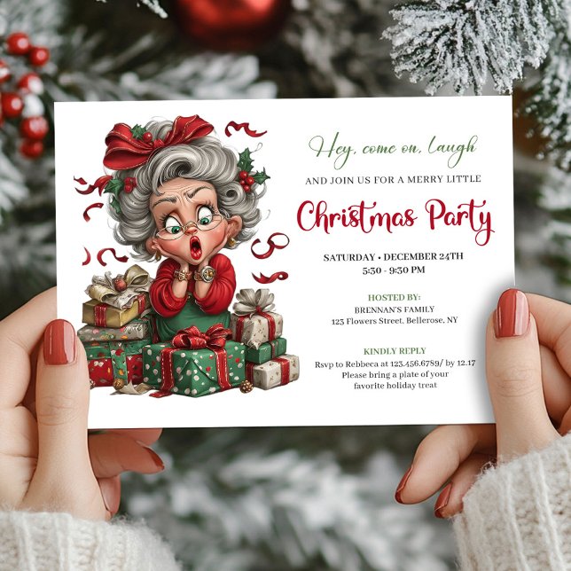 Whimsical Granny Holiday Cheer Xmas Party Invite (Whimsical Granny Holiday Cheer Xmas Party Invite)