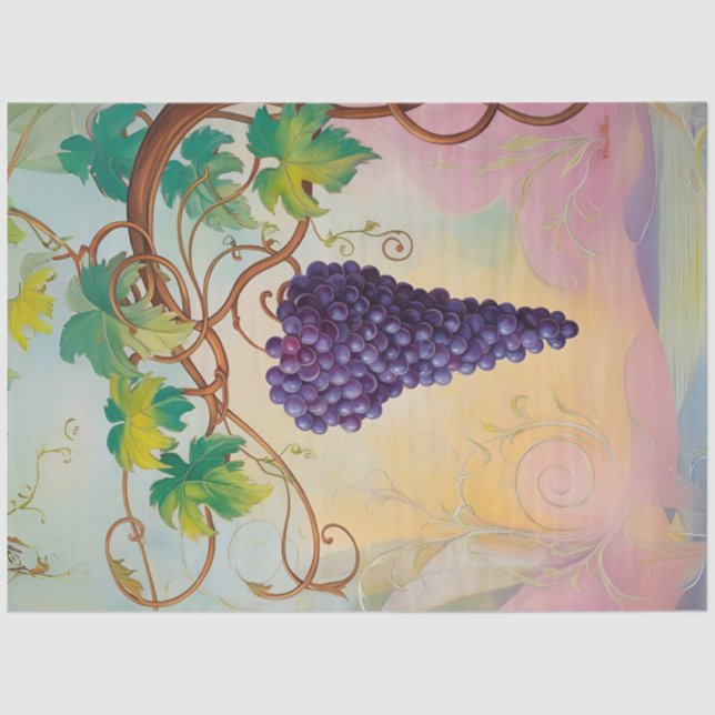 Whimsical Grape Vine Decoupage Paper (Front)