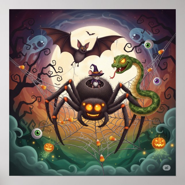 Whimsical Graveyard Animals Poster (Front)