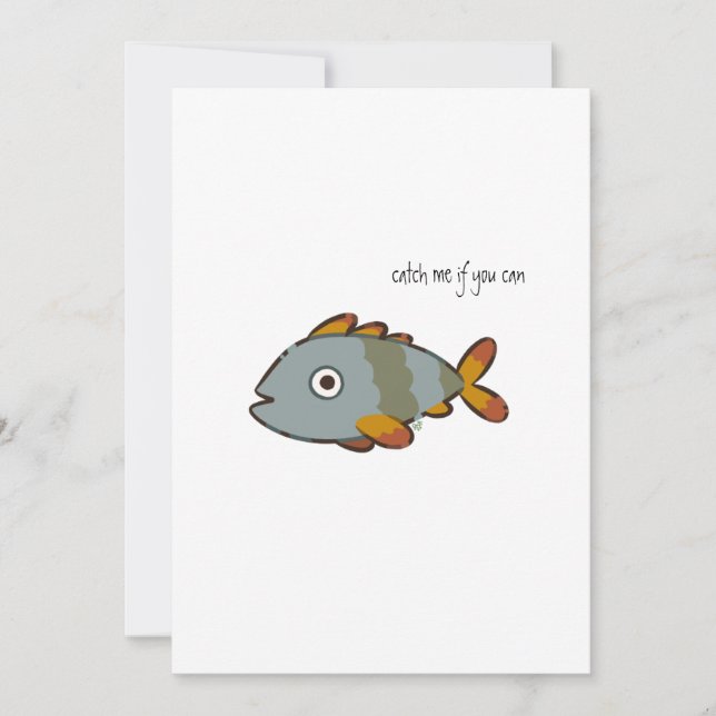 Whimsical Gray Fish Invitation (Front)