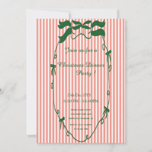 Whimsical Green Christmas Dinner Party Invitation