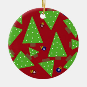 Whimsical Green Christmas Trees and Decorations