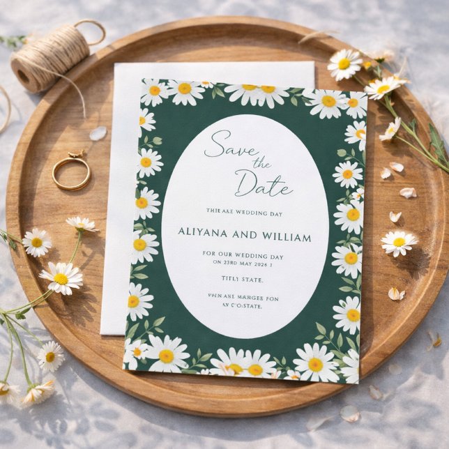 Whimsical Green Floral Border Save The Date Invitation (Creator Uploaded)
