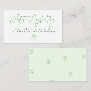 Whimsical Green Floral Gift Registry Minimalist Enclosure Card