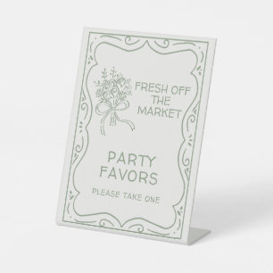 Whimsical Green Fresh Off The Market Bridal Shower Pedestal Sign