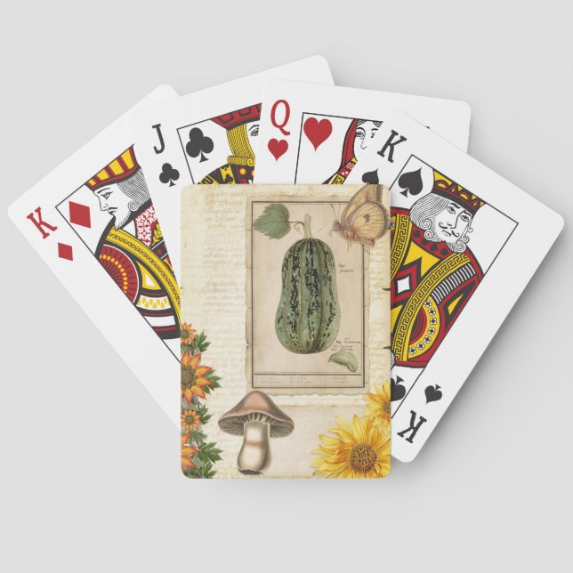 Whimsical Green Gourds  Playing Cards (Back)