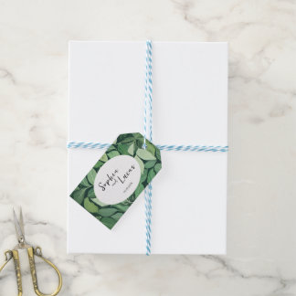 Whimsical Green Leaves Wedding Gift Tags
